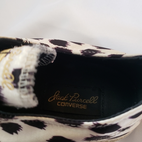 Converse Jack Purcell Satin Leopard Print Slip On Sneaker Laceless Womens Size 8 - Picture 7 of 11